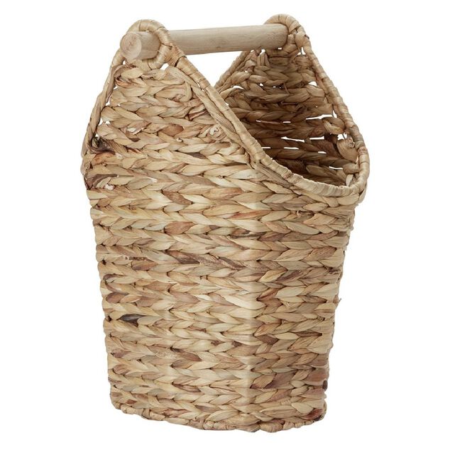 D&eacute;rouleur papier WC bois avec pani&egrave;re imitation osier tress&eacute;