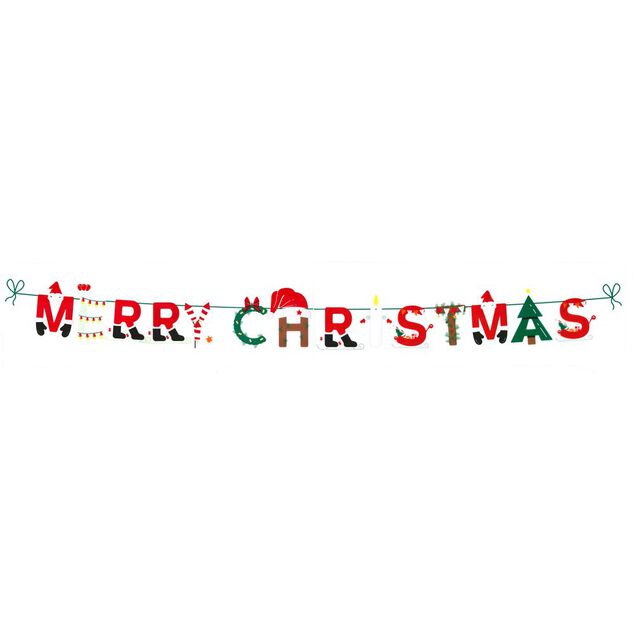 D&eacute;coration fen&ecirc;tre No&euml;l &eacute;lectrostatique frise Merry Christmas 120x20cm
