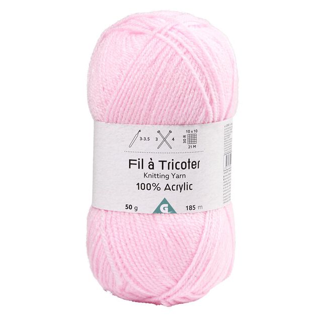 Fil &agrave; tricoter acrylique 50g rose