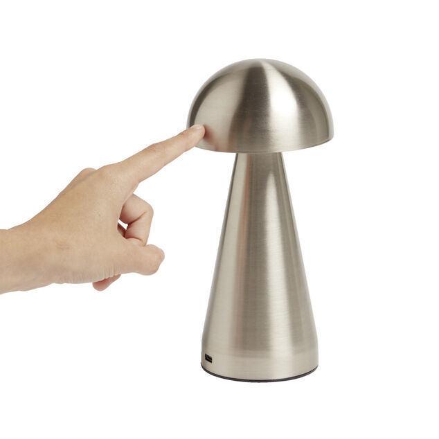 Lampe de table Roundi USB tactile grise Ø9,5xH22,5cm