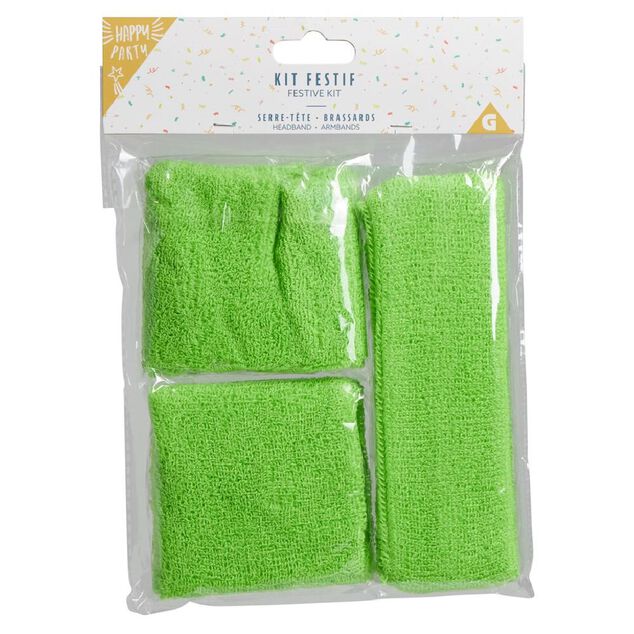 Kit festif 2 bandeaux de poignet et 1 de tête - 4 coloris