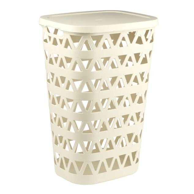 Coffre &agrave; linge Oceanna plastique blanc 55L