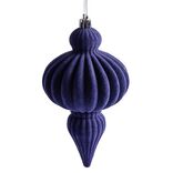 Décoration de Noël goutte à suspendre velours bleu H.16 cm