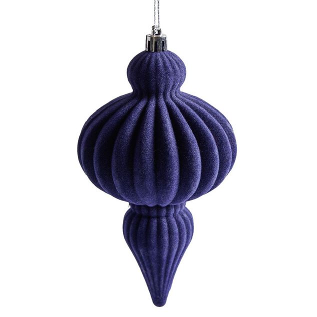 Décoration de Noël goutte à suspendre velours bleu H.16 cm