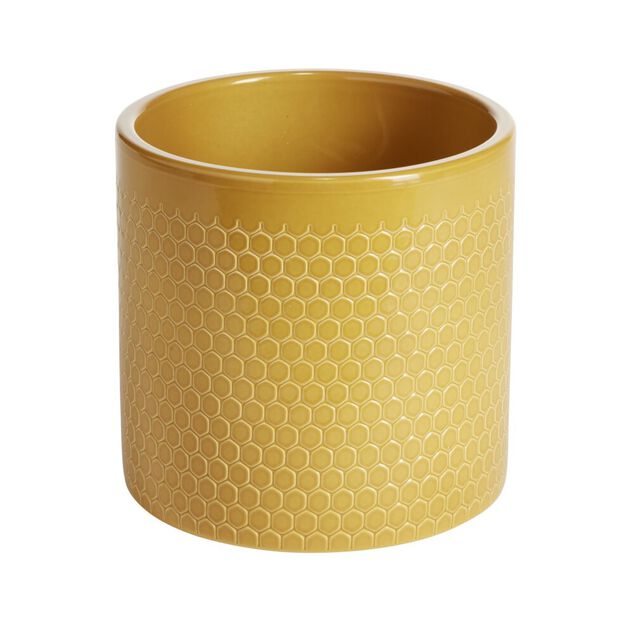 Pot de fleur jaune motif nid d'abeille Capri &Oslash;13,5x12,3cm 1,29L