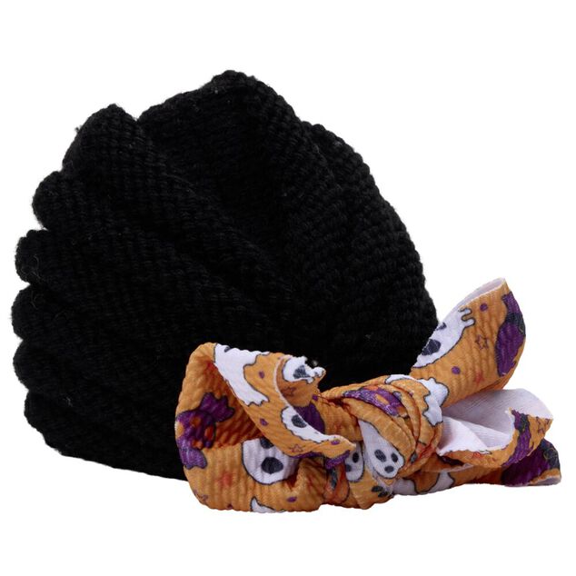 Bonnet b&eacute;b&eacute; Halloween maille avec noeud polyester (2 mod&egrave;les)