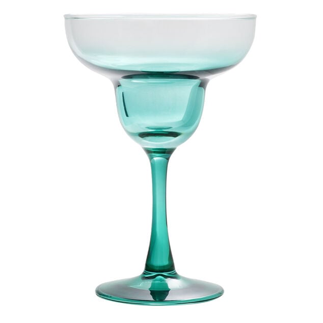 Verre &agrave; cocktail sur pied x2 en verre rose et vert 240ml