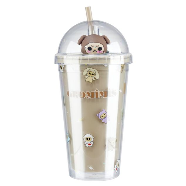 Gobelet en plastique 45cl motif et figurine Gromimis marron &Oslash;6,5xH23,5cm