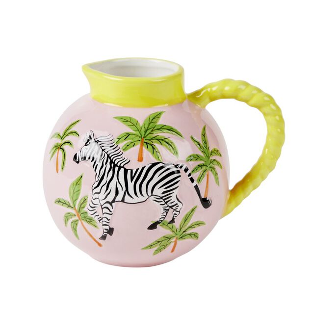 Vase pichet c&eacute;ramique motif animal tropical &Oslash;14,5xH21cm (2 mod&egrave;les)