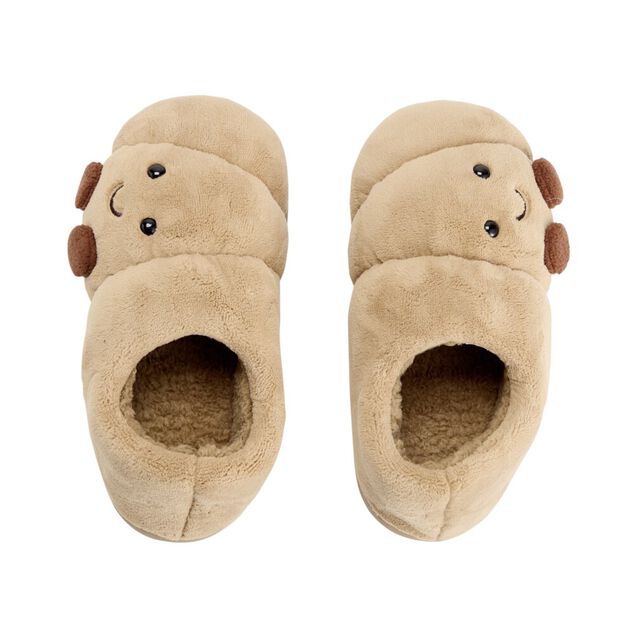 Chaussons croissant polyester marron T36 &agrave; 41