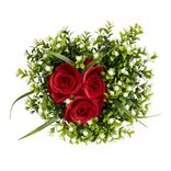 Composition fleur artificielle rose rouge pot ciment forme coeur