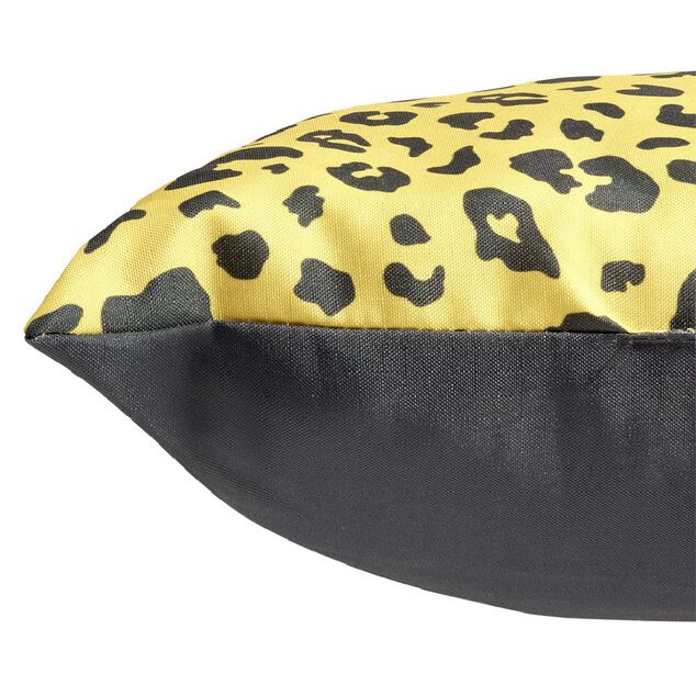 Coussin d'ext&eacute;rieur d&eacute;perlant motif l&eacute;opard jaune et noir 40x40cm