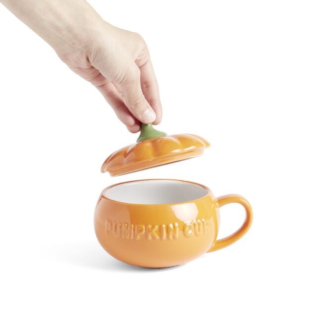 Bol forme citrouille avec couvercle et poign&eacute;e &Oslash;14cm