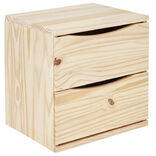 Cube de rangement 2 tiroirs pin naturel