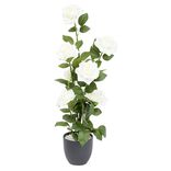 Pot rosier artificiel 7 t&ecirc;tes &Oslash;25xH65cm blanc