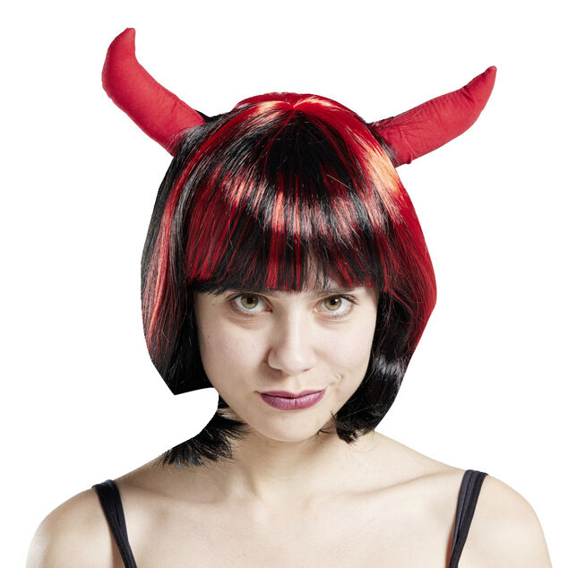 Perruque femme diablesse noire et rouge - Taille unique