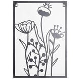 Panneau d&eacute;coratif mural en m&eacute;tal noir motif floral 28xH40cm