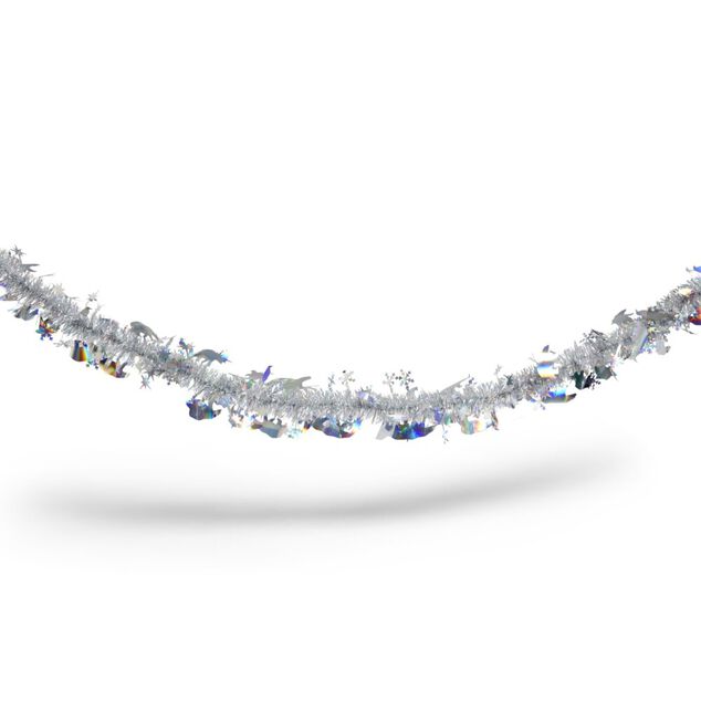 Guirlande iridescente argent&eacute; ou bleu 2m