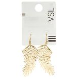 Boucles d'oreilles crochets pendantes grande feuille dorée