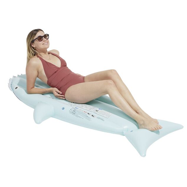 Matelas gonflable requin plastique bleu 102x180cm