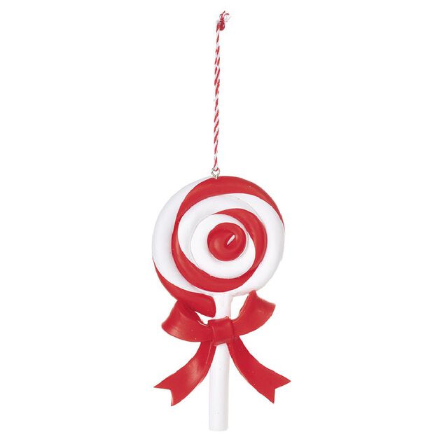 Suspension Bonbon lolipop blanc rouge H11 cm
