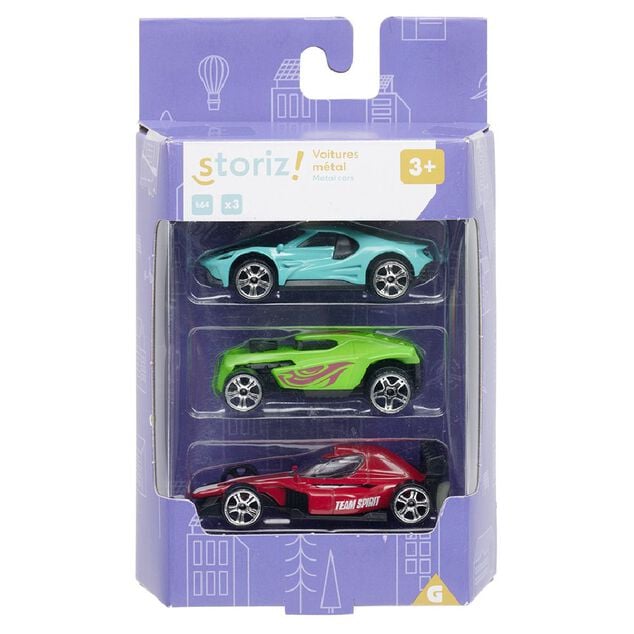Voiture m&eacute;tal &eacute;chelle 1/64 multicolore x3