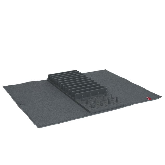 &Eacute;gouttoir avec tapis pliable gris fonc&eacute; 11 rang&eacute;es 12 picots