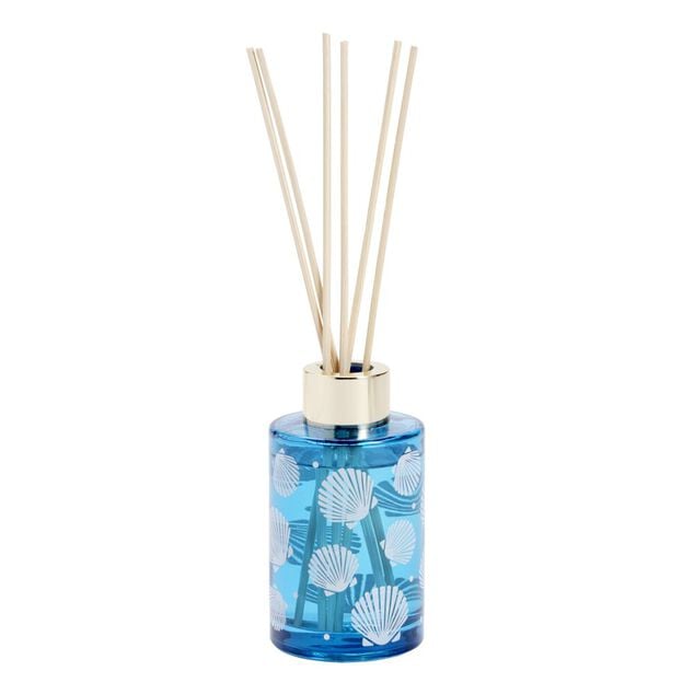 Diffuseur &agrave; b&acirc;tonnets 100ml motif bord de mer bleu &Oslash;2,5xH9,5cm (2 mod&egrave;les)