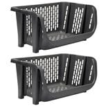 &Eacute;tag&egrave;re empilable x2 plastique 49,5x36xH29cm (2 mod&egrave;les noir ou blanc)