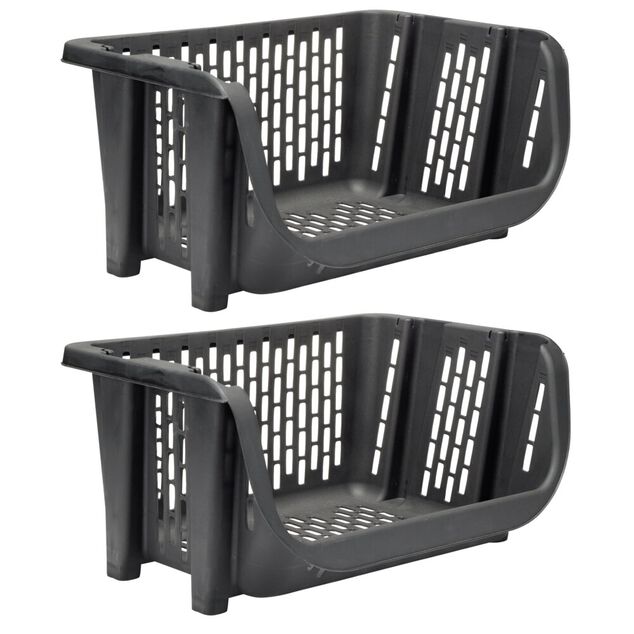 &Eacute;tag&egrave;re empilable x2 plastique 49,5x36xH29cm (2 mod&egrave;les noir ou blanc)