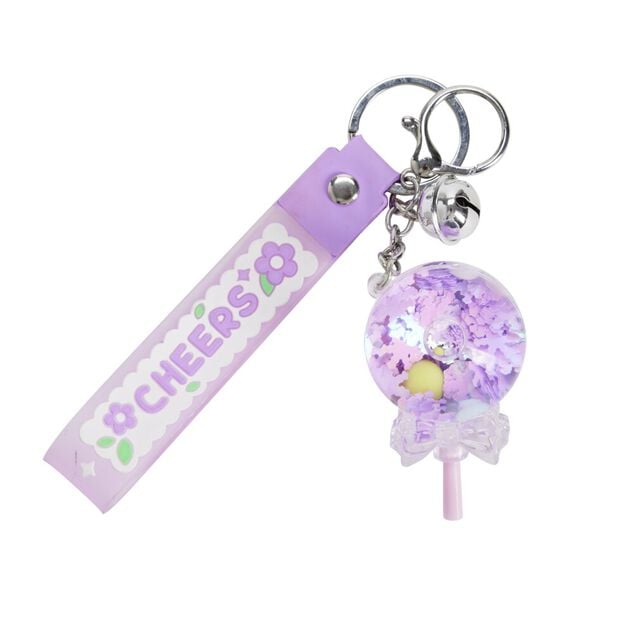 Porte-cl&eacute; enfant forme sucette bonbon kawaii plastique 7x4xH11cm (3 mod&egrave;les)