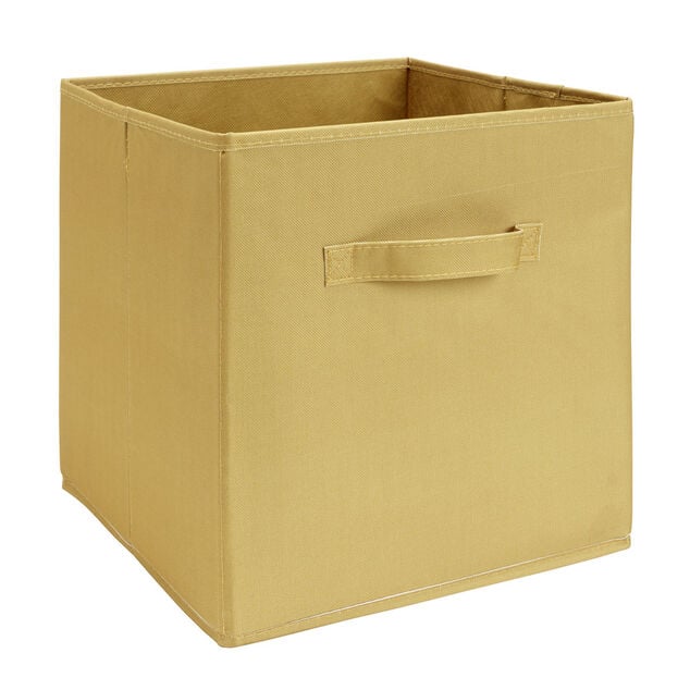 Pani&egrave;re de rangement Box Cube cartonn&eacute;e jaune moutarde 31x31xH29cm