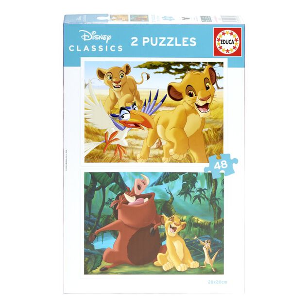 Puzzle enfant x2 Disney Le roi lion 48 pi&egrave;ces recto-verso