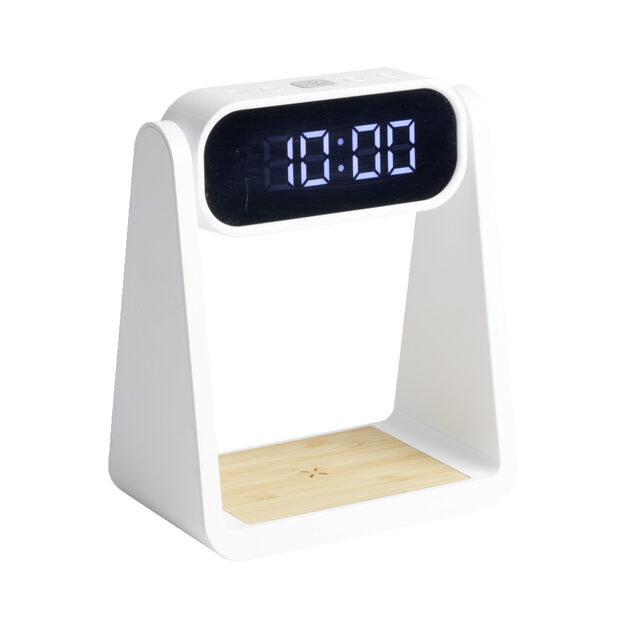 Lampe LED 3en1 horloge num&eacute;rique et chargeur &agrave; induction
