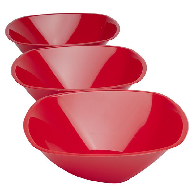 Saladier rouge r&eacute;utilisable x3