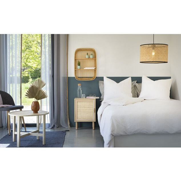 Table de chevet Kanna 1 porte cannage rotin L.40 x P.30 x H.48 cm