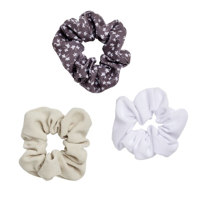 Lot de 3 chouchous assortis marron beige blanc