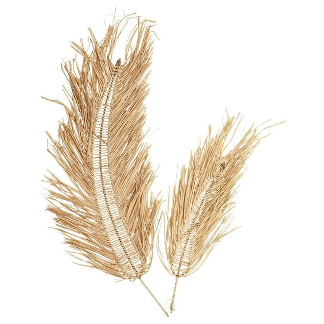 D&eacute;coration feuille de Raphia naturelle x2