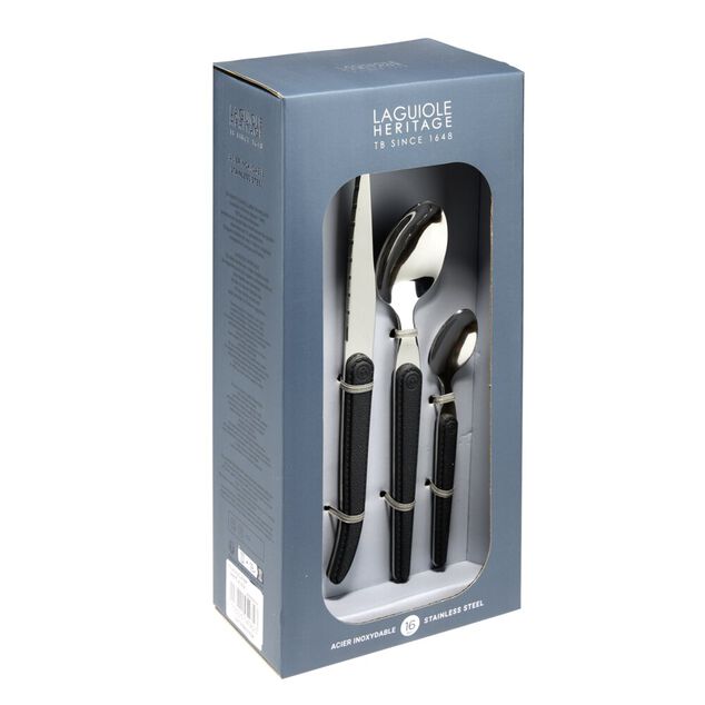 Ménagère Laguiole 16 pièces inox noir