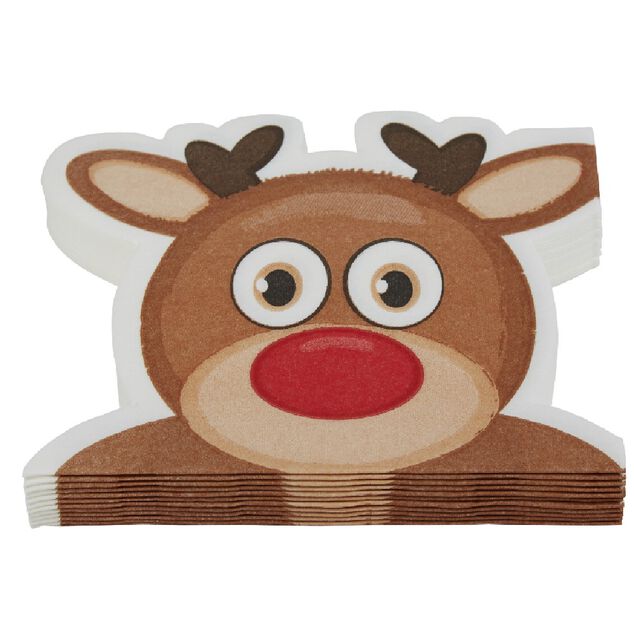 Serviette en papier forme renne de No&euml;l x12