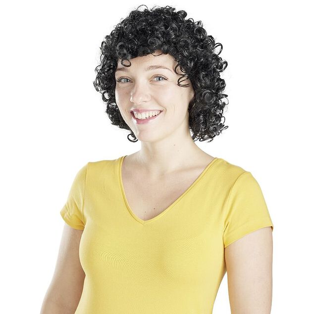 Perruque homme cheveux noirs boucl&eacute;s