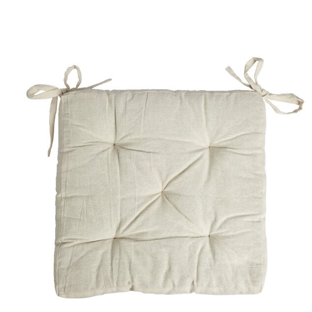 Galette de chaise matelass&eacute;e en coton beige 40x40cm