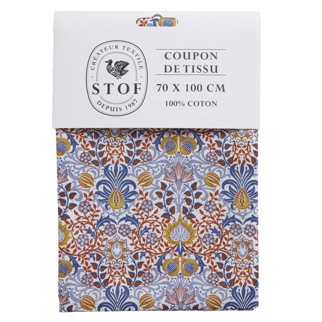 Coupon tissu imprim&eacute; Yvette 70x100cm coton rouge