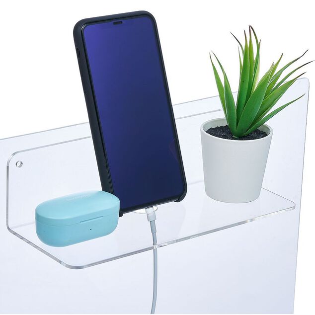 &Eacute;tag&egrave;re murale plastique transparent L.23 cm