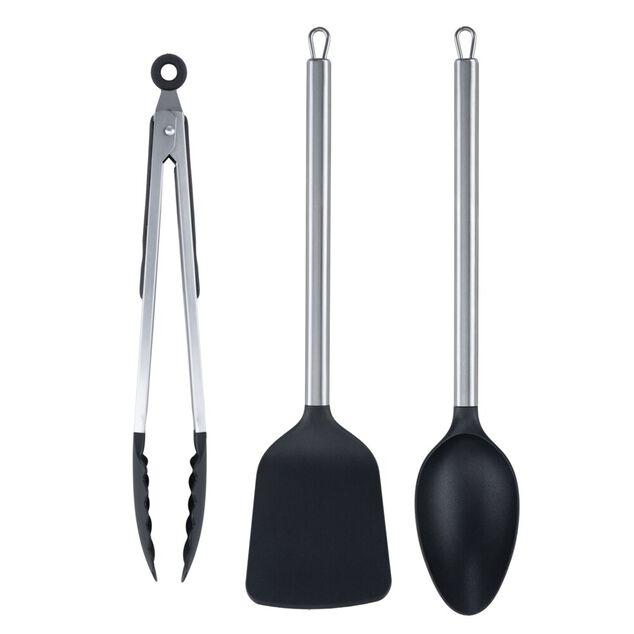 Ustensile de cuisine x3 pelle louche pince acier inoxydable L36cm