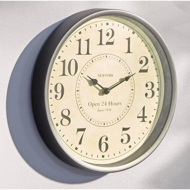 Horloge ronde style belle &eacute;poque en m&eacute;tal &Oslash;30 cm