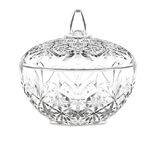 Coupelle en verre avec couvercle motif diamant Ø12xH12cm