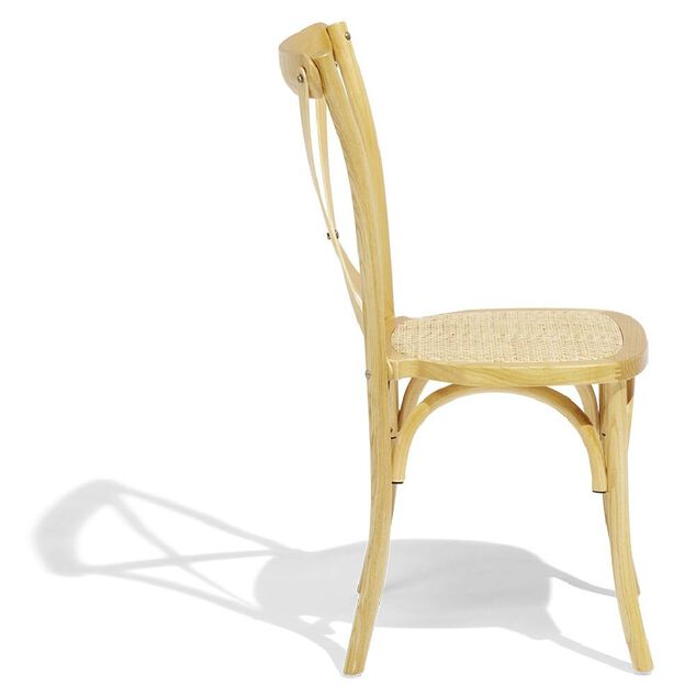Chaise empilable Juliette dos crois&eacute; 46x52x89cm bois naturel
