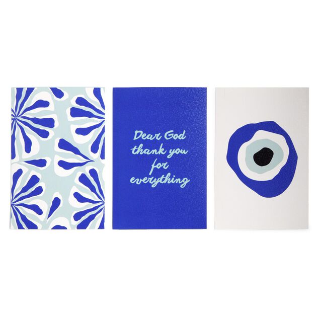 Lot de 3 affiches papier bleu et blanc 10x15cm