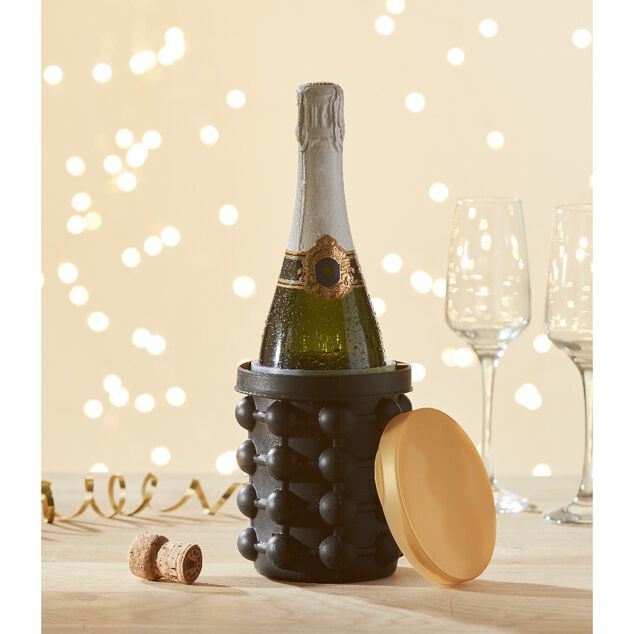 Rafra&icirc;chisseur de bouteille bac &agrave; gla&ccedil;ons 2en1 noir et dor&eacute;